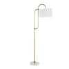 Leslie - 63" Art Deco Metal Floor Lamp - White Marble And Gold Metal With White Linen Shade