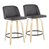Toriano - 24" Fixed-Height Counter Stool (Set of 2) - Gray, Black And Natural