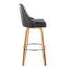 Marcel - 30" Fixed-Height Barstool With Swivel And Round Chrome Metal Footrest (Set of 2) - Zebra Wood And Black Faux Leather With Chrome Nailhead Trim