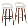 Grotto - Upholstered Fixed-Height Barstool (Set of 2) - Walnut Wood