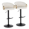 Claire - Adjustable Barstool With Rounded T Footrest (Set of 2) - Black Metal With Gold Metal Accent