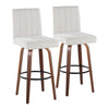Hannah - 30" Fixed-Height Barstool With Swivel And Round Black Metal Footrest (Set of 2) - Walnut Wood