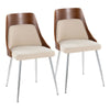 Anabelle - Dining / Accent Chair (Set of 2) - Chrome Metal, Walnut Wood