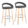 Grotto - Upholstered Fixed-Height Barstool (Set of 2) - Natural Wood