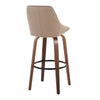 Diana - 30" Fixed-Height Barstool With Swivel And Round Black Metal Footrest (Set of 2) - Walnut Wood