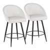 Matisse - 26" Highback Fixed-Height Counter Stool With Swivel And Round Black Metal Footrest (Set of 2) - Black Metal