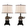 Elephant - 27" Table Lamp (Set of 2) - Bronze Polyresin With Natural Linen Soft Back Shade