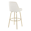 Marcel - 30" Fixed-Height Barstool With Swivel And Round Gold Metal Footrest (Set of 2) - Gold Metal And White Faux Leather With Gold Nailhead Trim