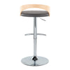 Grotto - Adjustable Barstool - Chrome Metal, Natural Wood