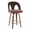 Ava - Upholstered Fixed-Height Barstool (Set of 2) - Walnut Wood Base