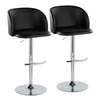 Fran - Adjustable Barstool (Set of 2) - Chrome Metal, Black Faux Leather