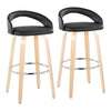 Grotto - Upholstered Fixed-Height Barstool (Set of 2) - Natural Wood