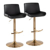 Santi - Upholstered Adjustable Barstool With Swivel And Rounded T Footrest (Set of 2) - Gold Metal