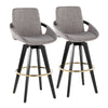 Cosmo - Fixed-Height Barstool (Set of 2) - Black Wood Base, Gold Footrest