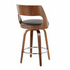 Cecina - 26" Fixed-Height Counter Stool With Swivel And Round Chrome Metal Footrest (Set of 2) - Walnut Wood