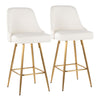 Studded - Marcel Fixed-Height Barstool (Set of 2) - Gold Metal