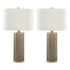 Huit - 26" Metal Table Lamp (Set of 2) - Antique Brass And White Linen
