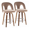 Ava - Upholstered Fixed-Height Barstool (Set of 2) - Walnut Wood Base
