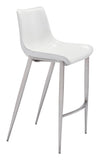 Magnus Barstool (Set of 2) White & Silver — Set of 2