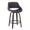 Fabrizzi - 26" Fixed-Height Counter Stool With Swivel And Round Black Metal Footrest (Set of 2) - Walnut Glazed Wood