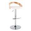 Grotto - Adjustable Barstool - Chrome Metal, Zebra Wood