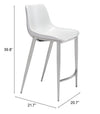 Magnus Counter Stool (Set of 2) White & Silver — Set of 2