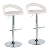 Grotto - Upholstered Adjustable Barstool - Chrome Metal Base