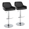 Daniella - Adjustable Barstool With Rounded T Footrest (Set of 2) - Chrome Metal And Black Faux Leather