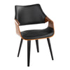 Curvo - High Back Chair (Set of 2) - Black Wood, Walnut Wood, Black Faux Leather