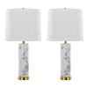 Marabella - 26" Marble Table Lamp (Set of 2) - White Marble And Brass Metal With White Linen Shade
