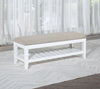 Bexhill - Upholstered Rectangular Bench With Shelf - White