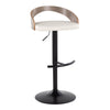 Grotto - Adjustable Barstool - Black Metal, Light Gray Wood