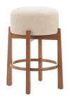 Nade Counter Stool Beige & Walnut — Set of 2