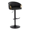 Claire - Adjustable Barstool With Rounded T Footrest (Set of 2) - Black Metal With Gold Metal Accent