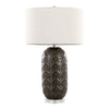 Onyx - 30" Table Lamp - Dark Gray Crackle Ceramic, Brushed Nickel And Clear Crystal With Gray Linen Shade