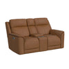 Mustang - Power Motion Loveseat With Console, Power Headrest And Lumbar - Butternut