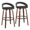 Grotto - Upholstered Fixed-Height Barstool (Set of 2) - Walnut Wood