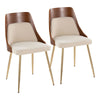 Anabelle - Dining / Accent Chair (Set of 2) - Gold Metal, Walnut Wood