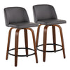 Toriano - 24" Fixed-height Counter Stool (Set of 2) - Walnut And Black Round Footrest
