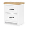 Horizons - 2 Drawers Nightstand - Pure White / Natural Oak