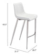 Magnus Barstool (Set of 2) White & Silver — Set of 2