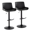 Santi - Upholstered Adjustable Barstool With Swivel And Rounded T Footrest (Set of 2) - Black Metal