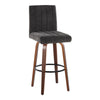 Hannah - 30" Fixed-Height Barstool With Swivel And Round Black Metal Footrest (Set of 2) - Walnut Wood