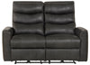 Bosa - Leather Power Reclining Loveseat - Charcoal