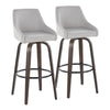 Hannah - 30" Fixed-Height Barstool With Swivel And Round Black Metal Footrest (Set of 2) - Walnut Glazed Wood