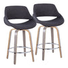 Fabrizzi - 26" Fixed-Height Counter Stool With Swivel And Round Chrome Metal Footrest (Set of 2) - Light Gray Wood