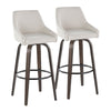 Hannah - 30" Fixed-Height Barstool With Swivel And Round Black Metal Footrest (Set of 2) - Walnut Glazed Wood