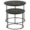 Loannis - 2 Piece Round Mango Wood Nesting Table - Matte Black