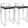 Fuji - Stackable Counter Stool (Set of 2) - Black Faux Leather