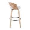 Grotto - 30" Fixed-Height Barstool With Swivel And Round Black Metal Footrest (Set of 2) - White Washed Wood And Oat Fabric